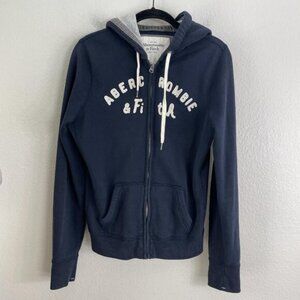 Vintage Y2K Abercrombie & Fitch Sweatshirt Womens Large Navy Full Zip Hoodie